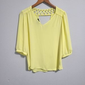 Bcx sheer blouse in yellow size M